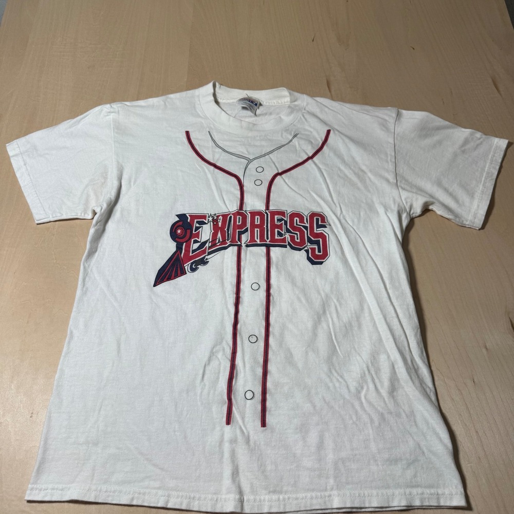 Vintage Hanes Beefy T Shirt  Round Rock‎ Express Protect America White Medium